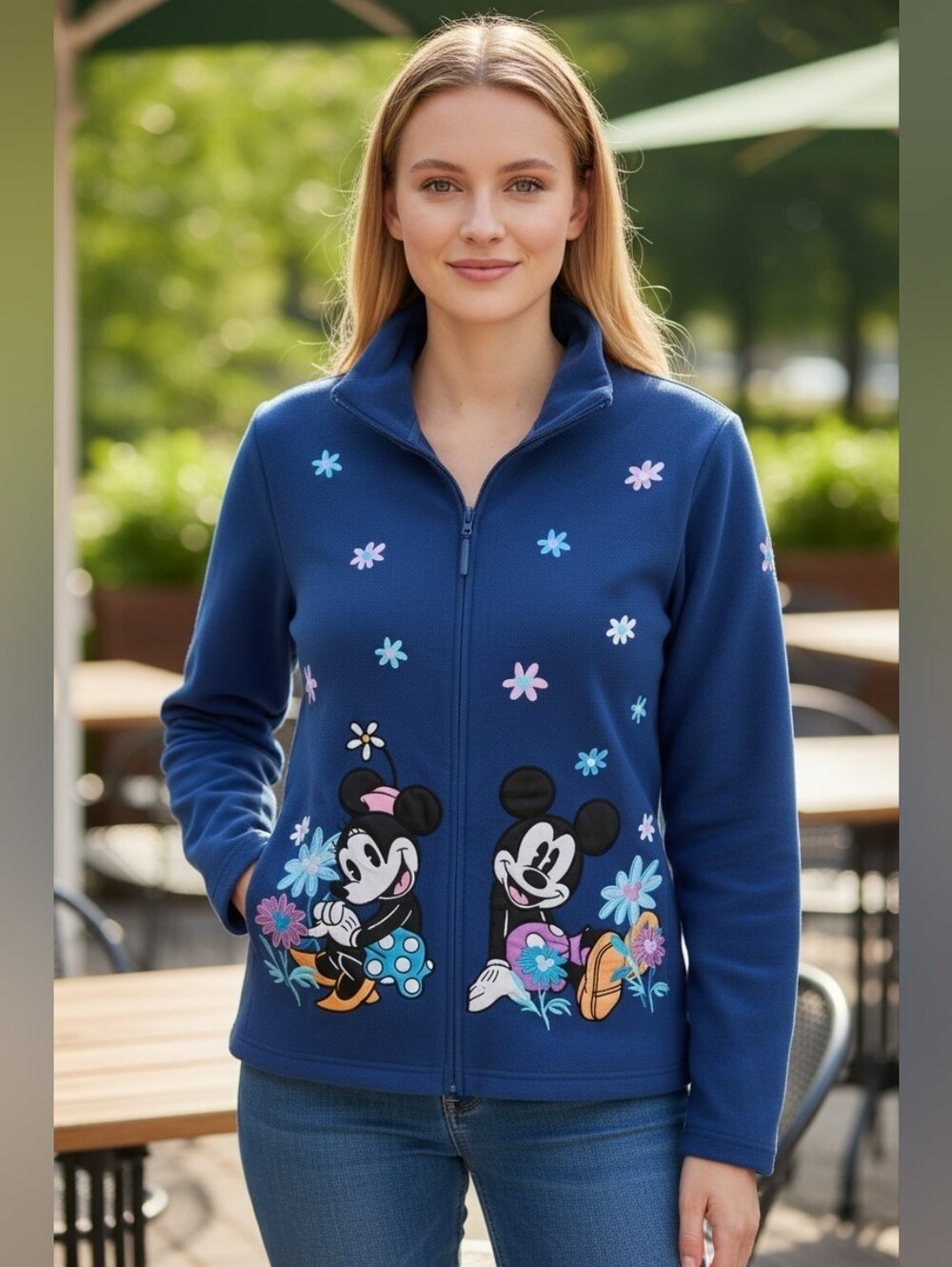 Disney Cotton Blend  Floral Mickey Mouse  Jacket